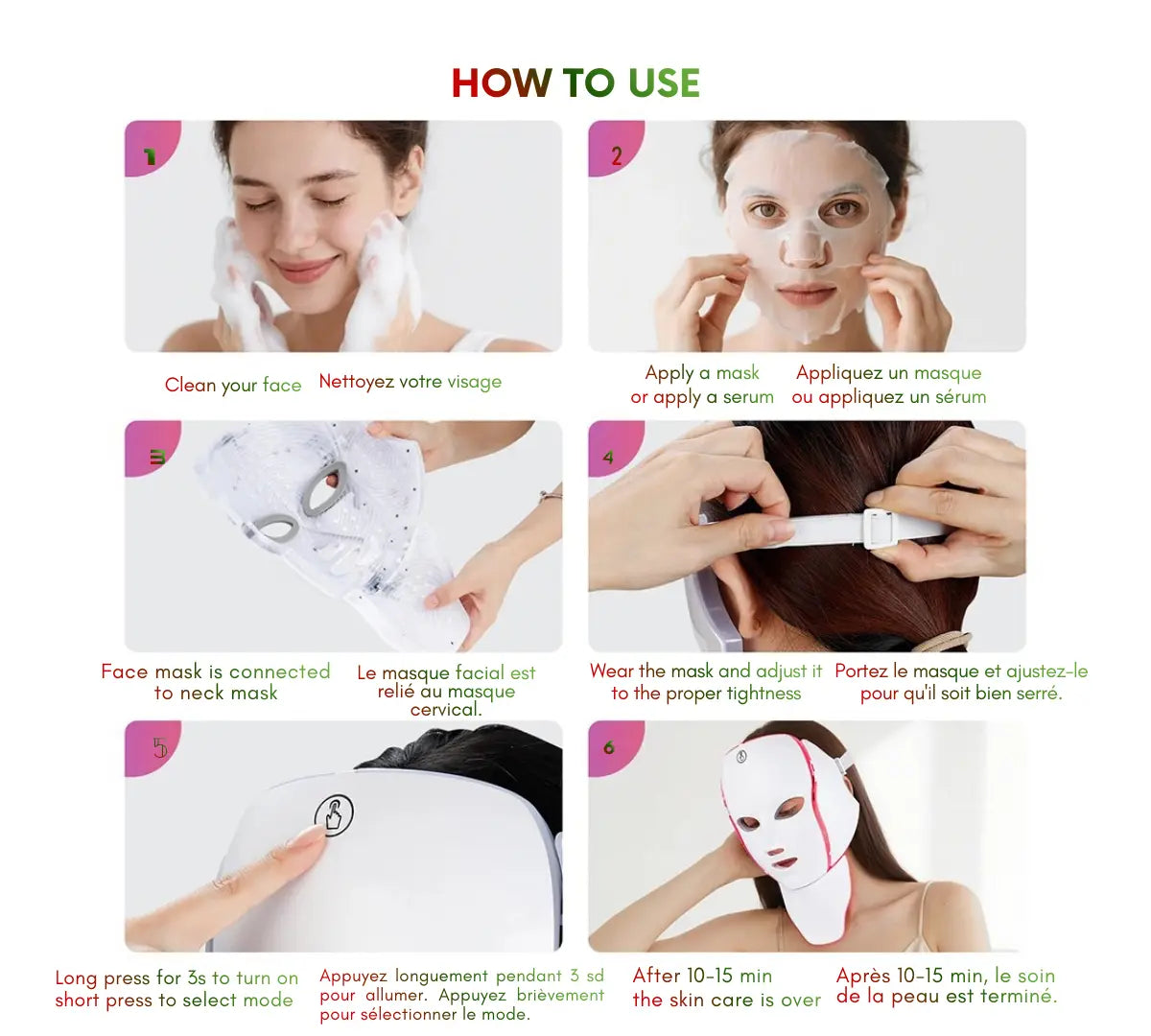 Masque LED Visage & Cou – 7 Couleurs inbcosmetics